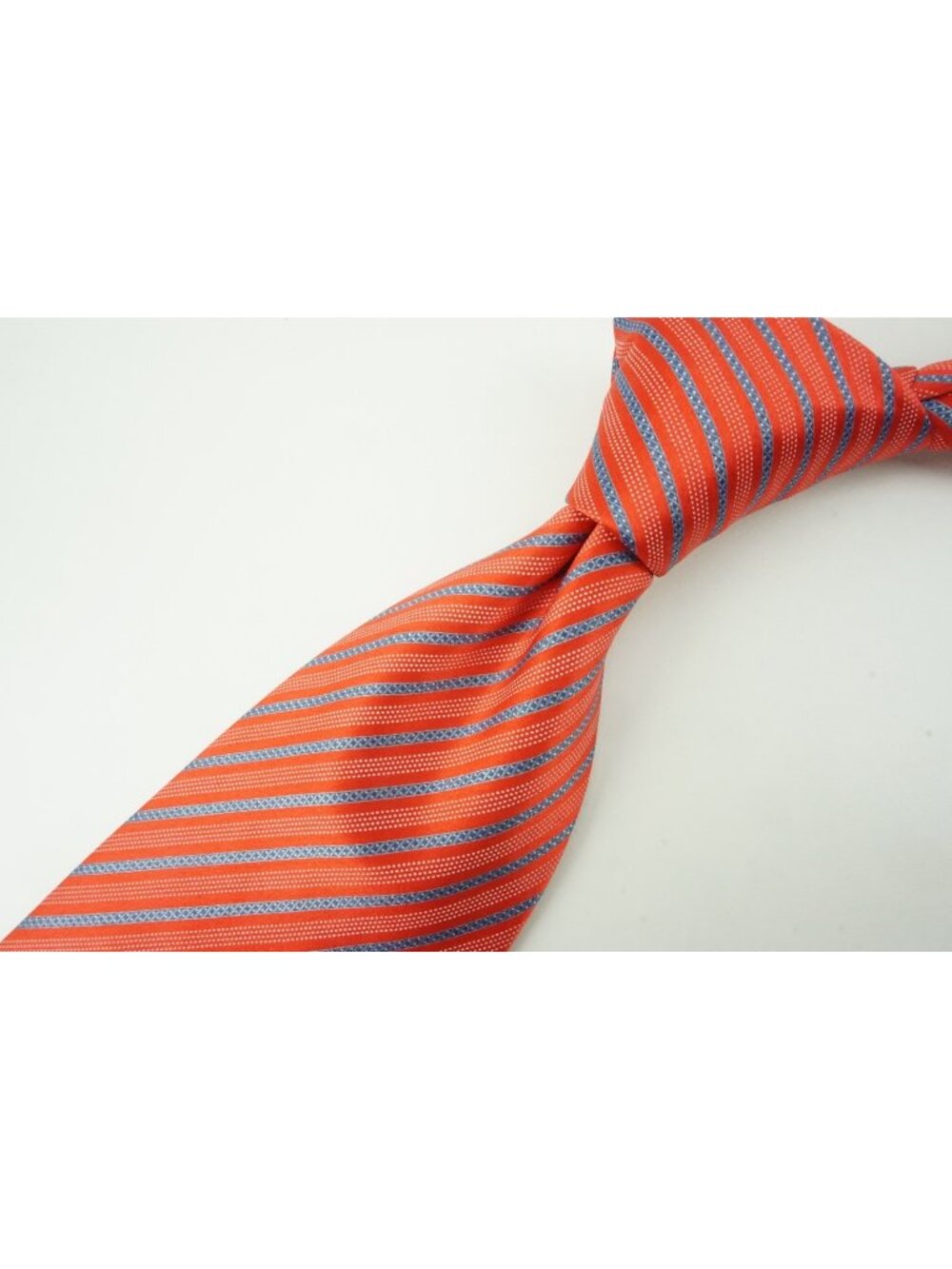 Brioni Hand Made Cherry Red Cobalt Blue Striped Striped 100% Silk Tie